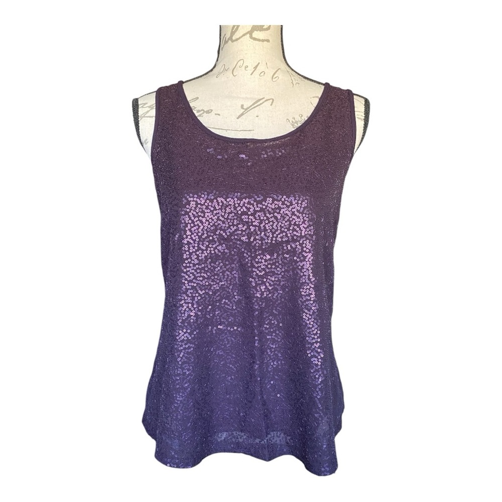 Women’s Sparkly Sequin Sleeveless Top Purple Small EUC